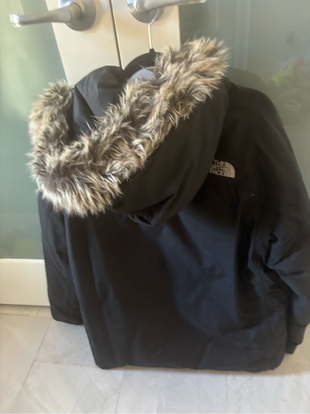 The North Face Black Parka with Tan Faux-Fur Trim